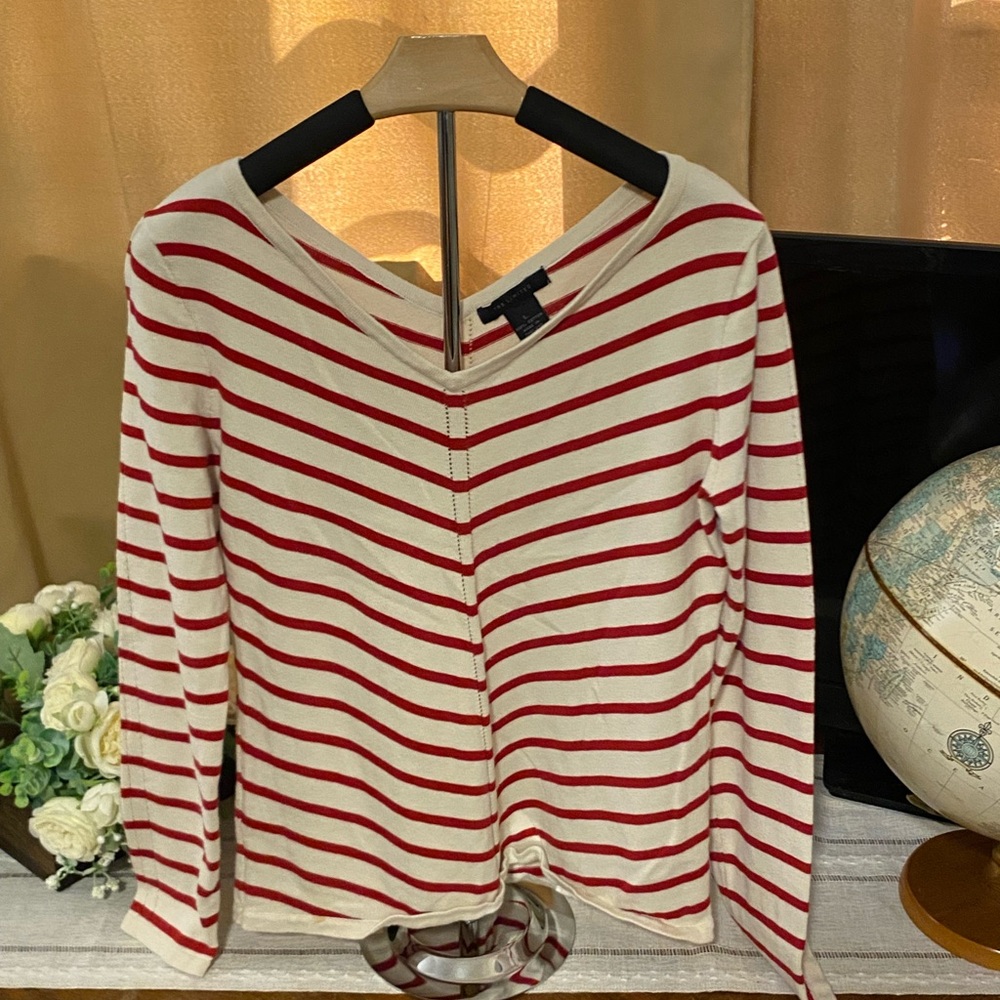 The Limited Red and White Striped Long Sleeve Top